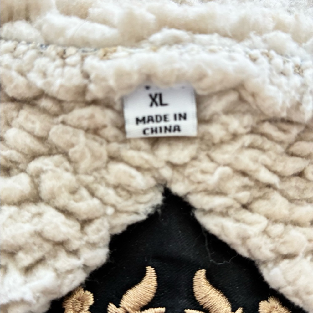 Johnny Was Biya Multicolor Floral Patchwork Jacket with Cream Shearling Lining - Picture 8 of 8